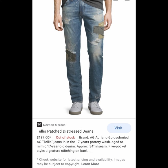 AG distressed patched “The Tellis Modern Slim”